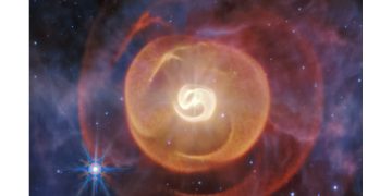 Webb telescope images an aging binary star system in the center of a four-layered cosmic dust shell